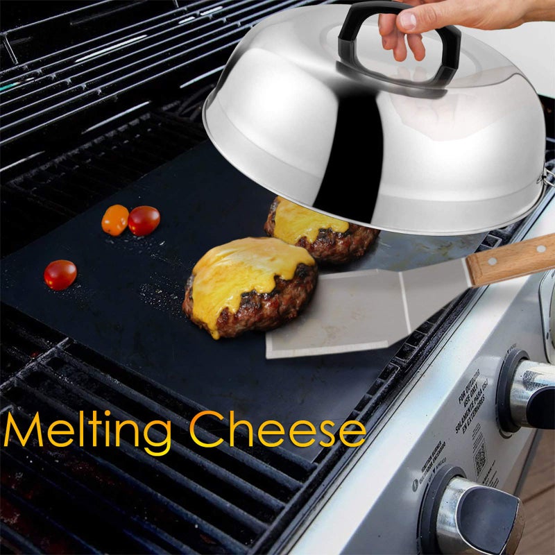 HaSteeL 12 inch Cheese Melting Dome, HaSteeL Heavy Duty Round Basting Steam Cover, Stainless Steel Griddle Grill Accessories for Flat Top BBQ Kitchen Cooking Indoor & Outdoor, Dishwasher Safe - (2Packs) - Image 4